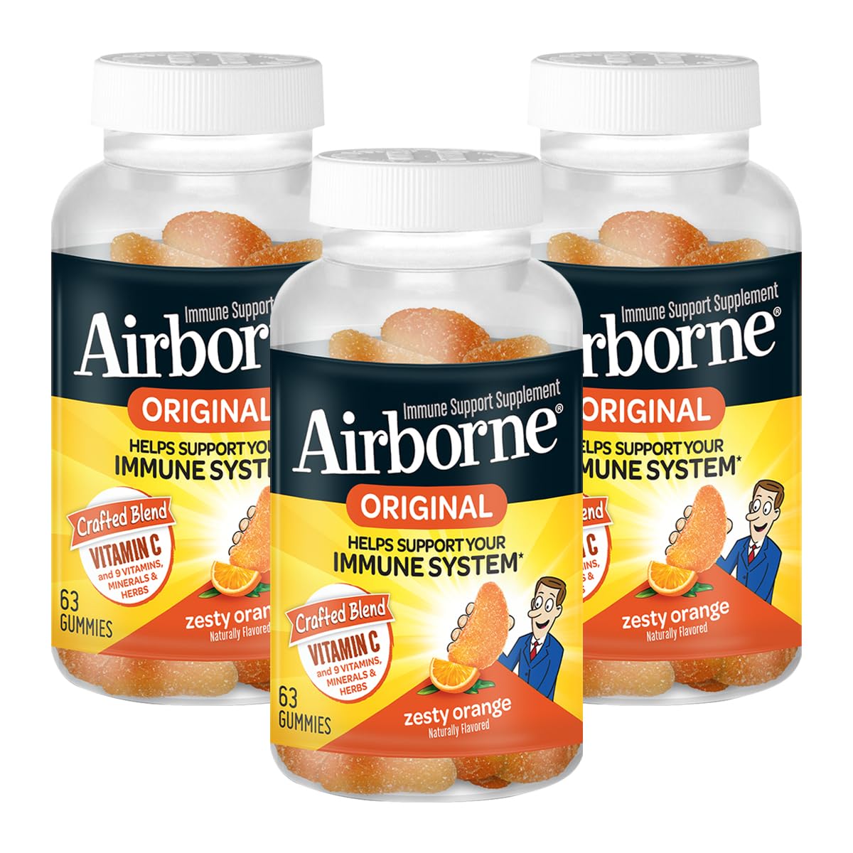 Airborne Vitamin C immune support gummies front label