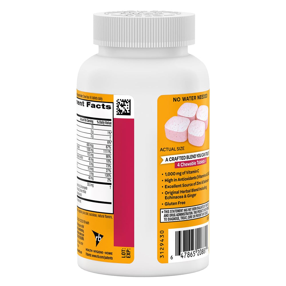 Very Berry flavored Airborne chewable tablets with packaging