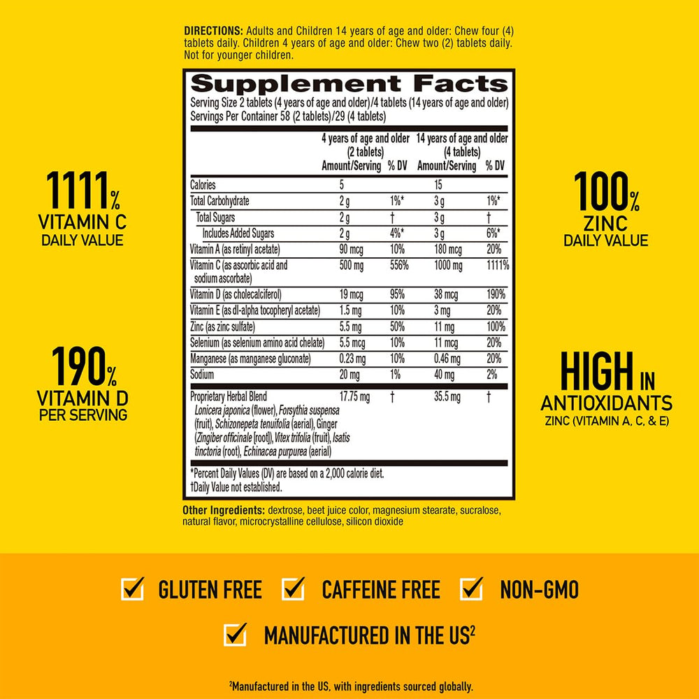 Serving dosage: four chewables per serving