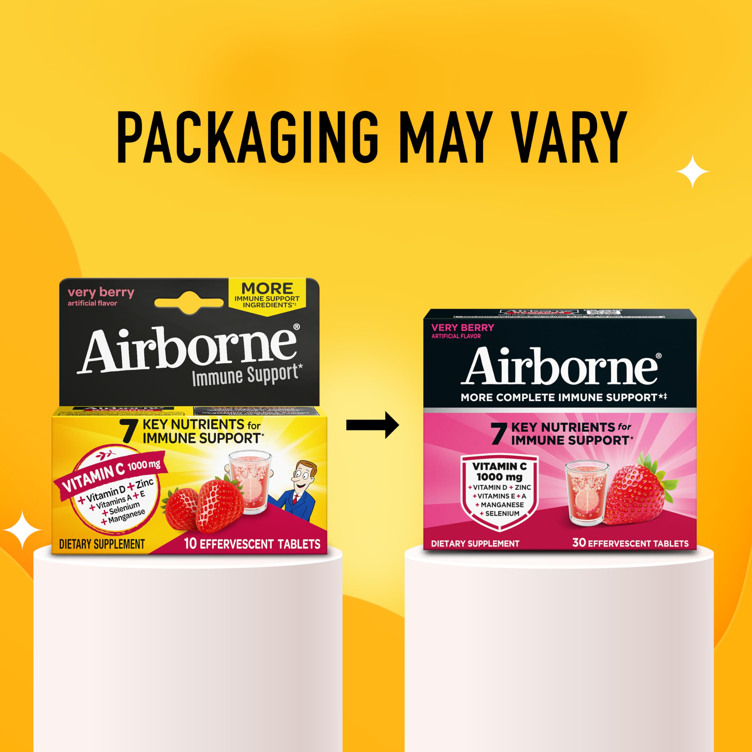 Airborne Echinacea and ginger herbs beside the packaging.