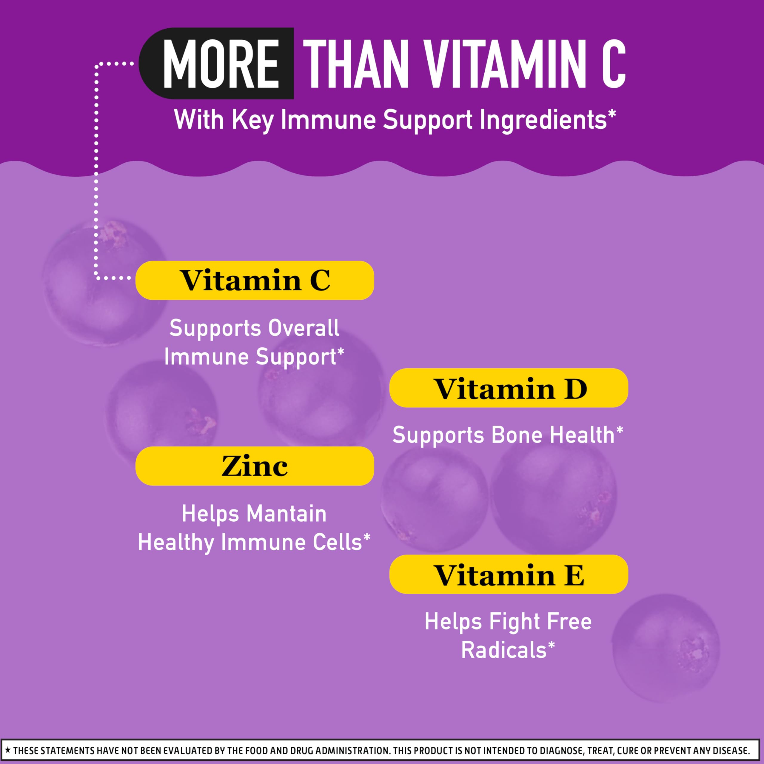 Two gummies next to the bottle on white surface