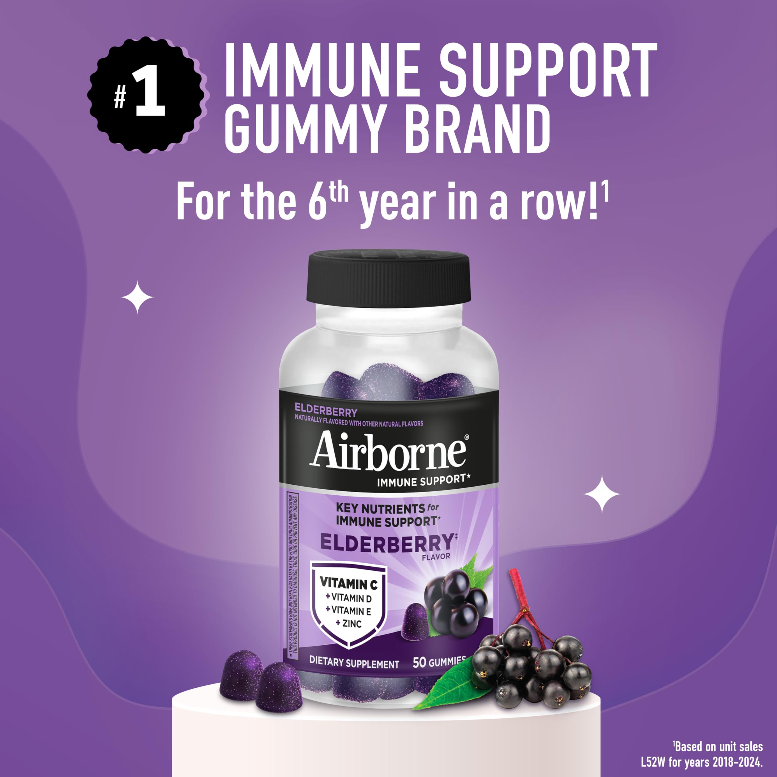 Airborne Elderberry Gummies serving two on the go for daily wellness