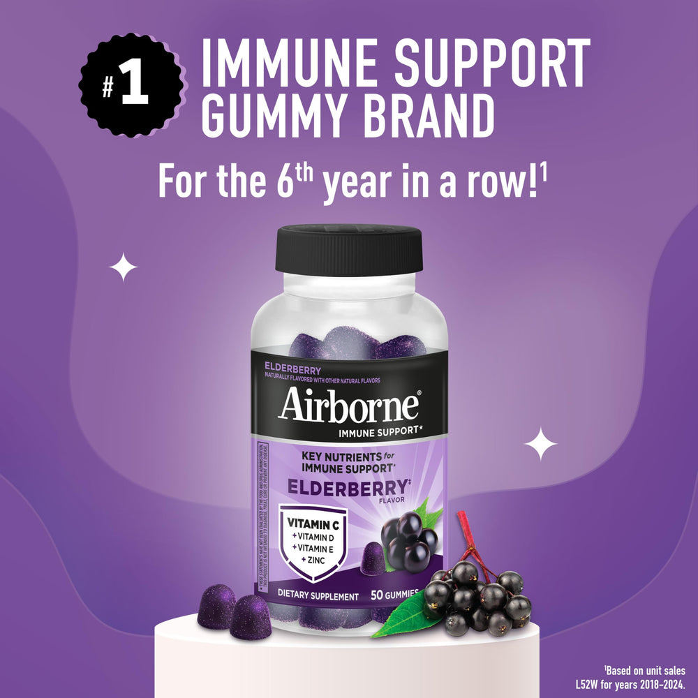 Airborne Elderberry Gummies serving two on the go for daily wellness