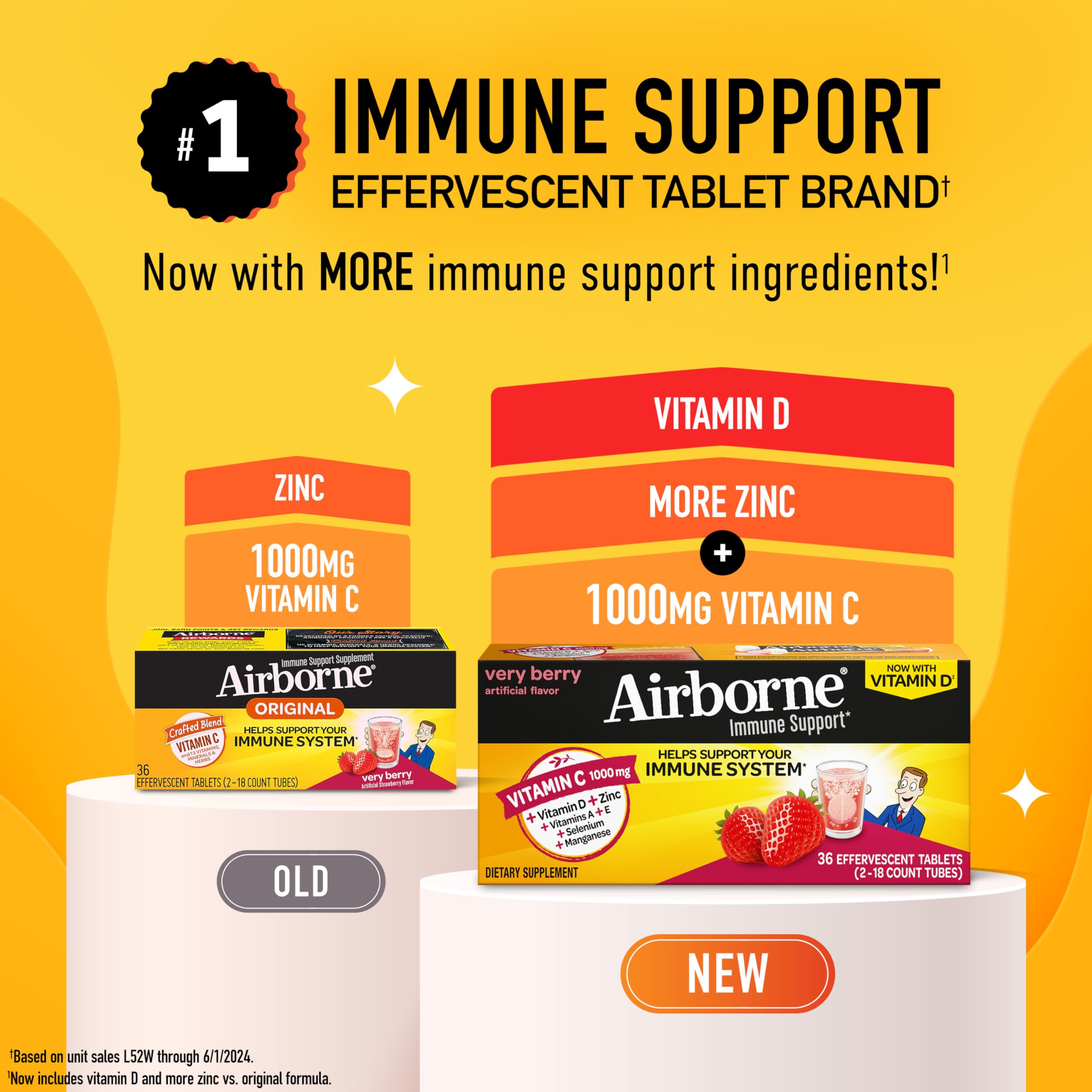 Airborne Immune Support bottle with Very Berry flavor label