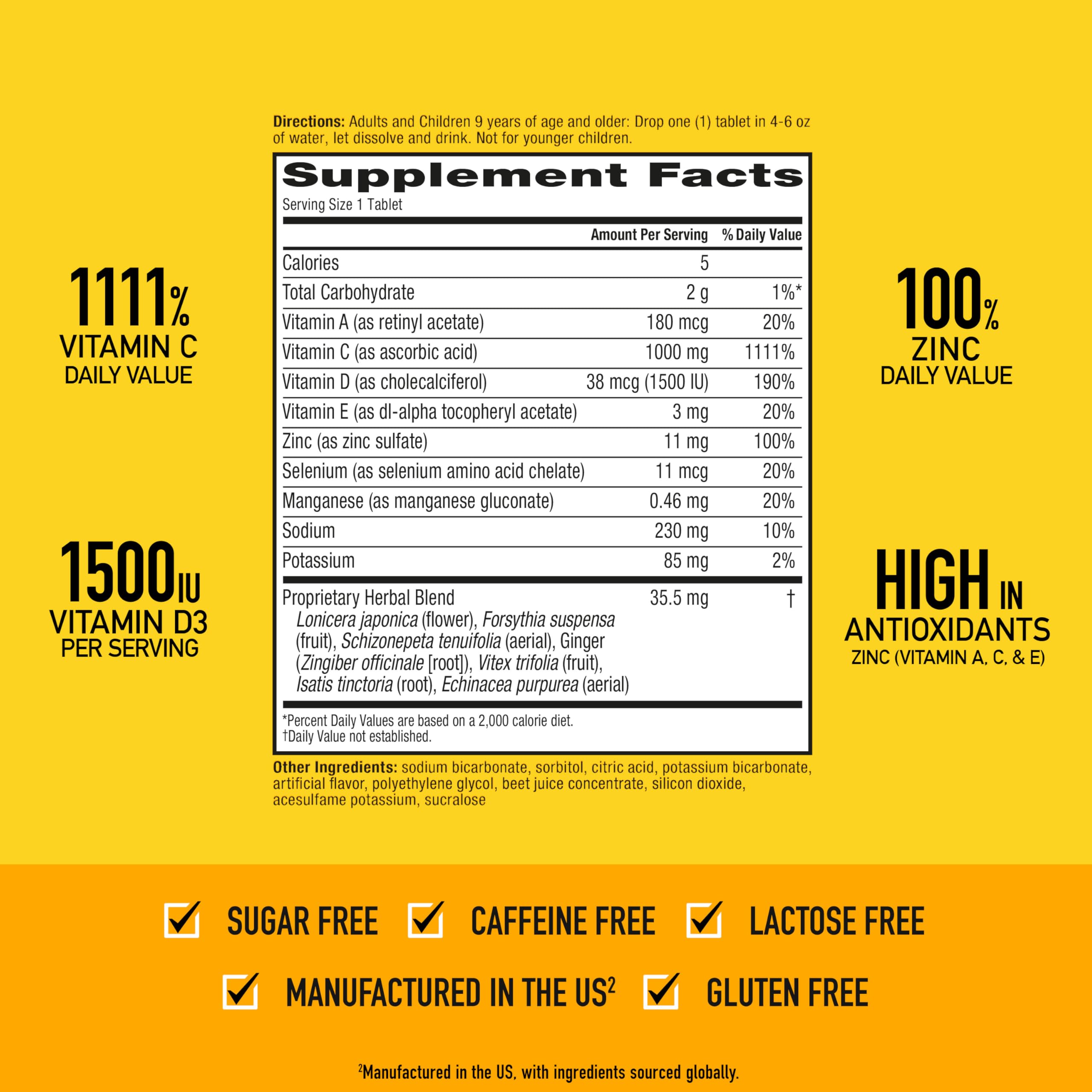 Airborne Vitamin D3 15000 IU and zinc for immune function.