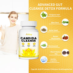 Airboy Candida Cleanse oregano leaf illustration highlights natural herbal component.