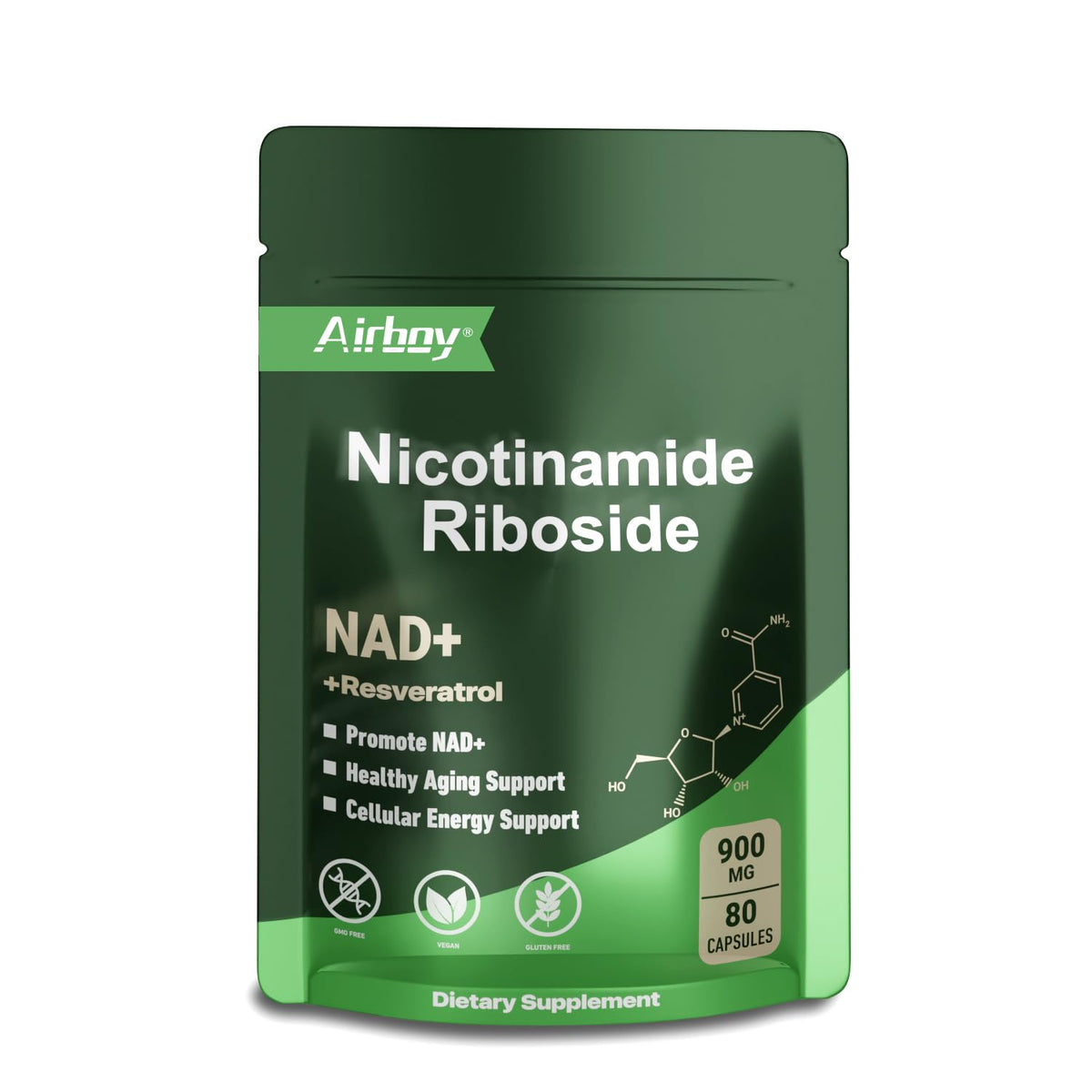 Airboy NAD Supplement 900 mg bottle – main product image