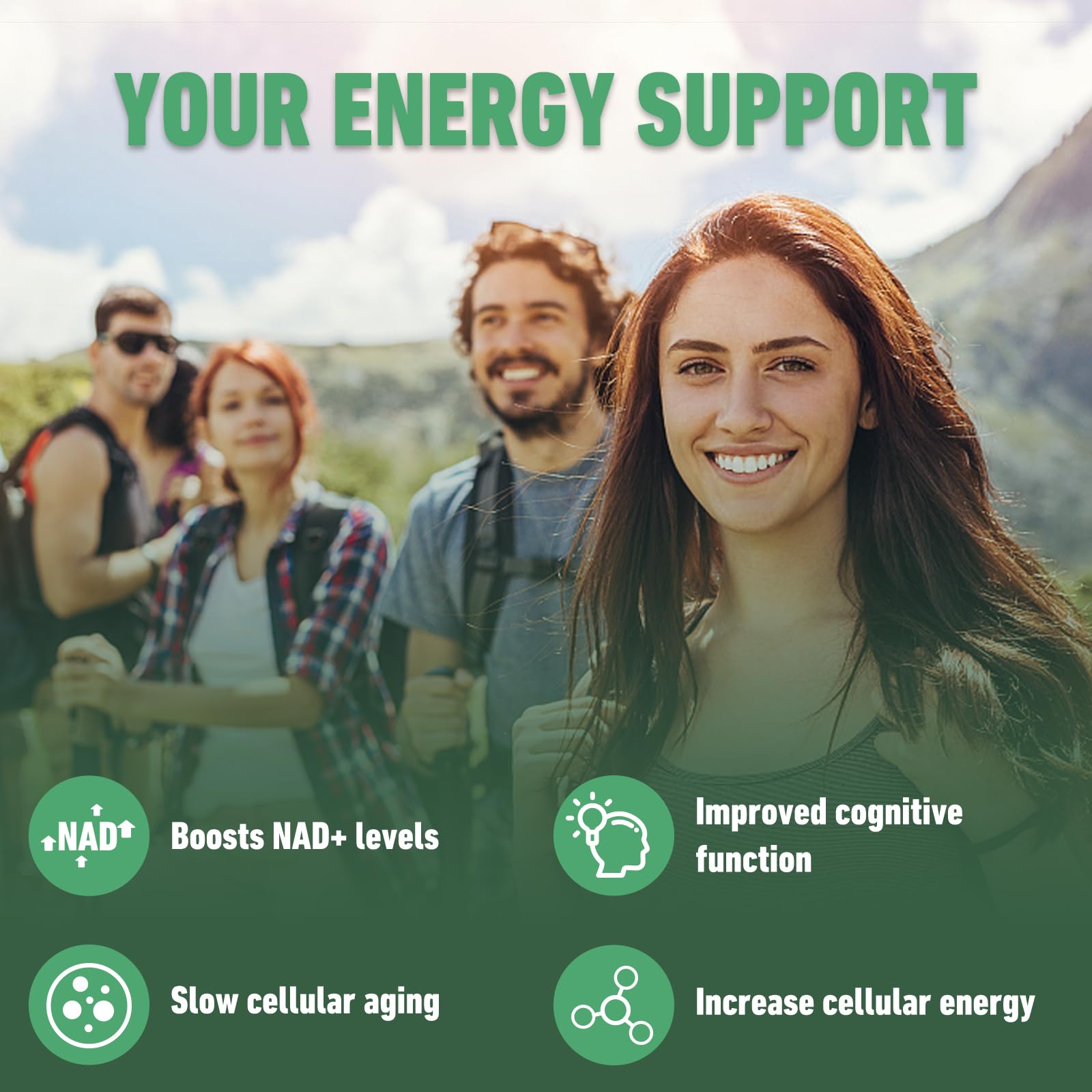 Close-up of the NR, Resveratrol & Quercetin blend on the product label