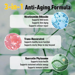 Nicotinamide Riboside with trans-resveratrol and quercetin ingredients