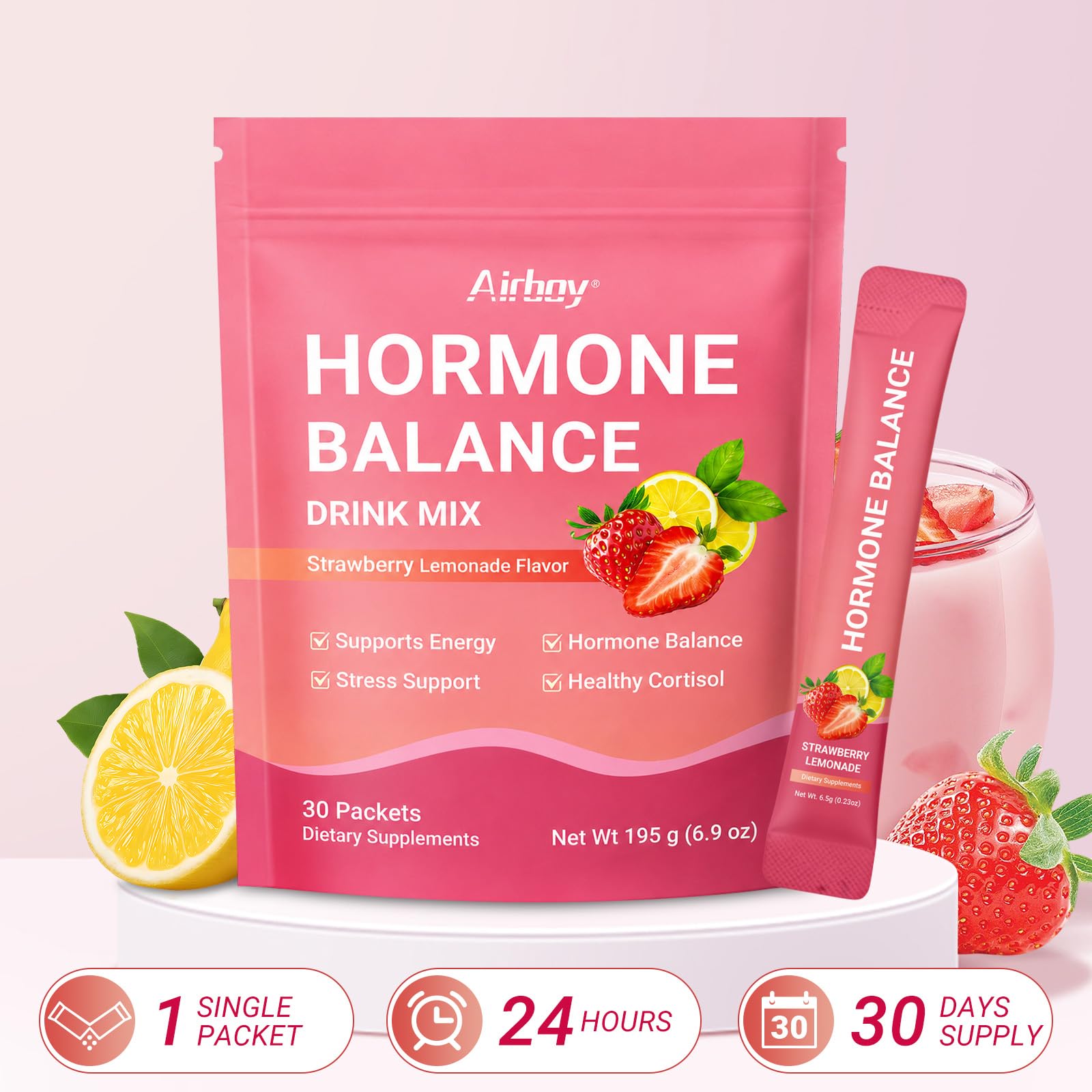 Airboy serving size compared to a coin to show compact travel-friendly packs