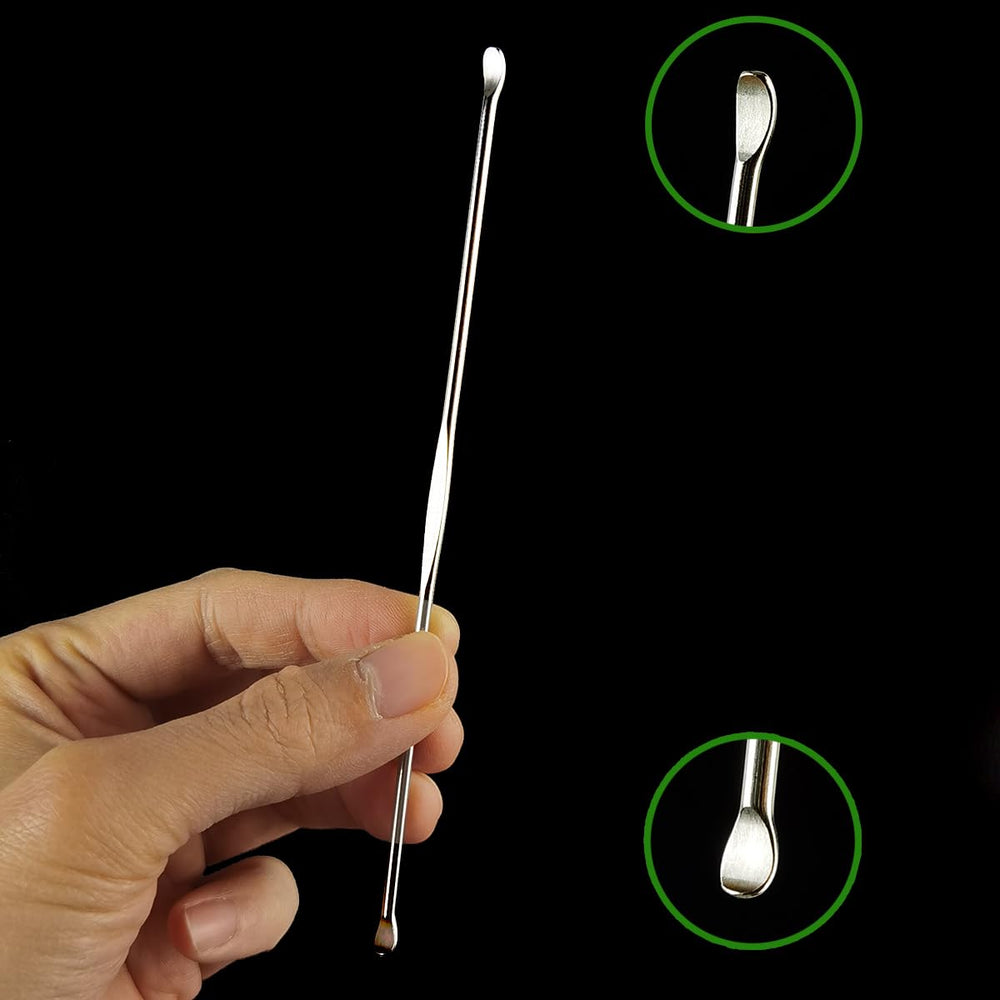 Close-up of stainless steel tonsil stone remover pick