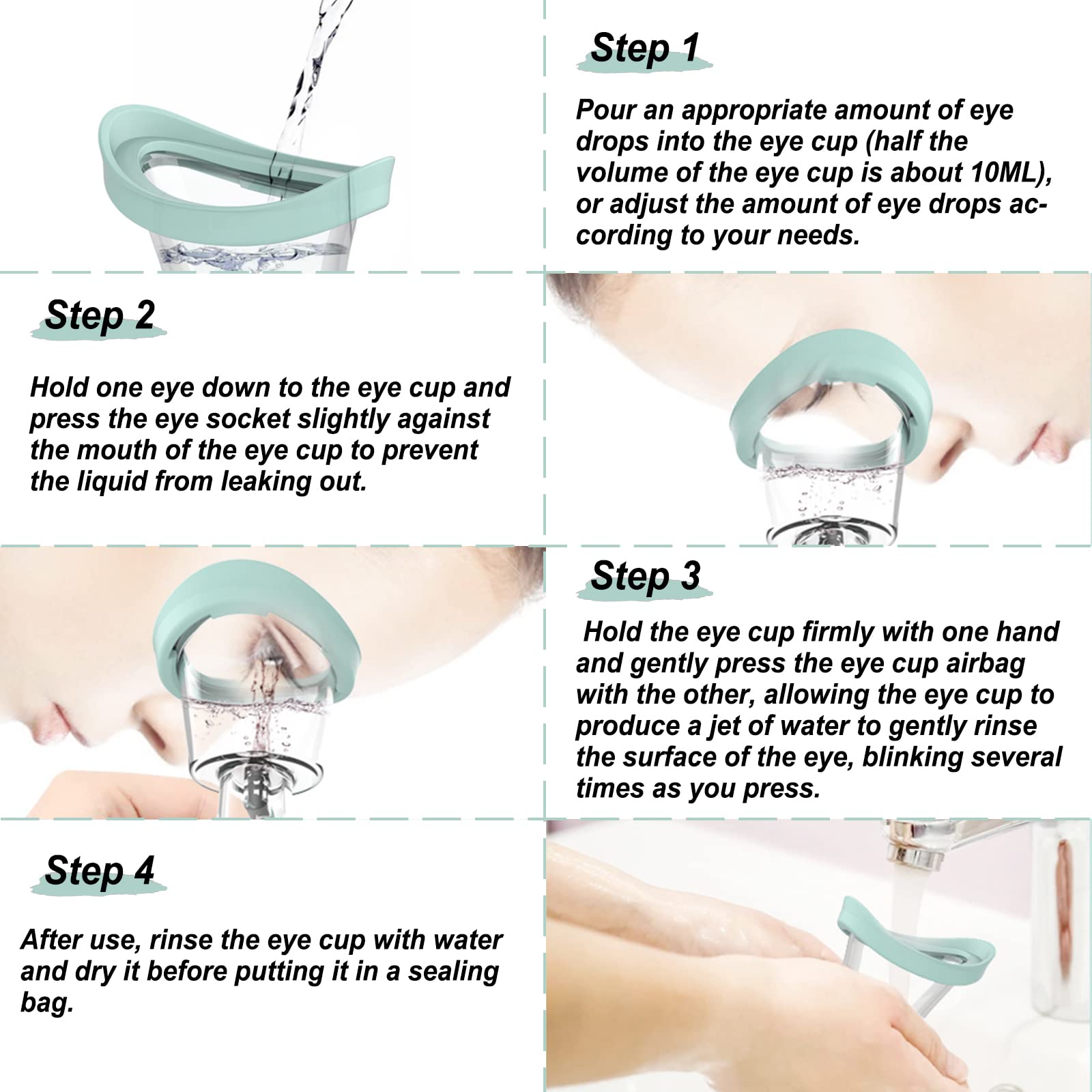 Ready-to-use eye wash cup with blue color and case