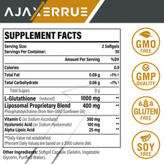 Close-up of AJAXERRUE liposomal glutathione softgels