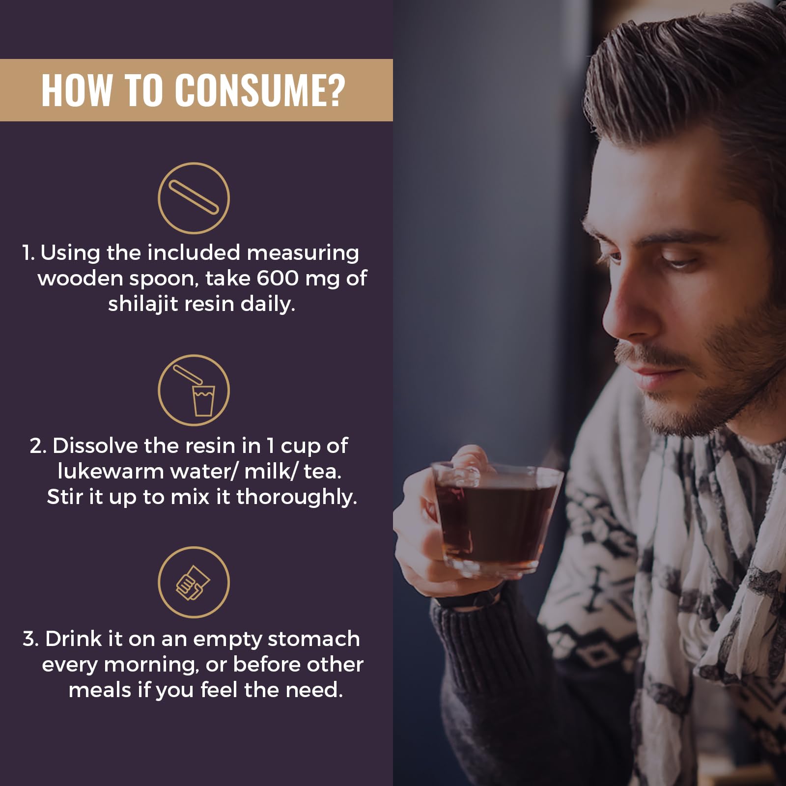 No fillers or additives in organic Shilajit resin