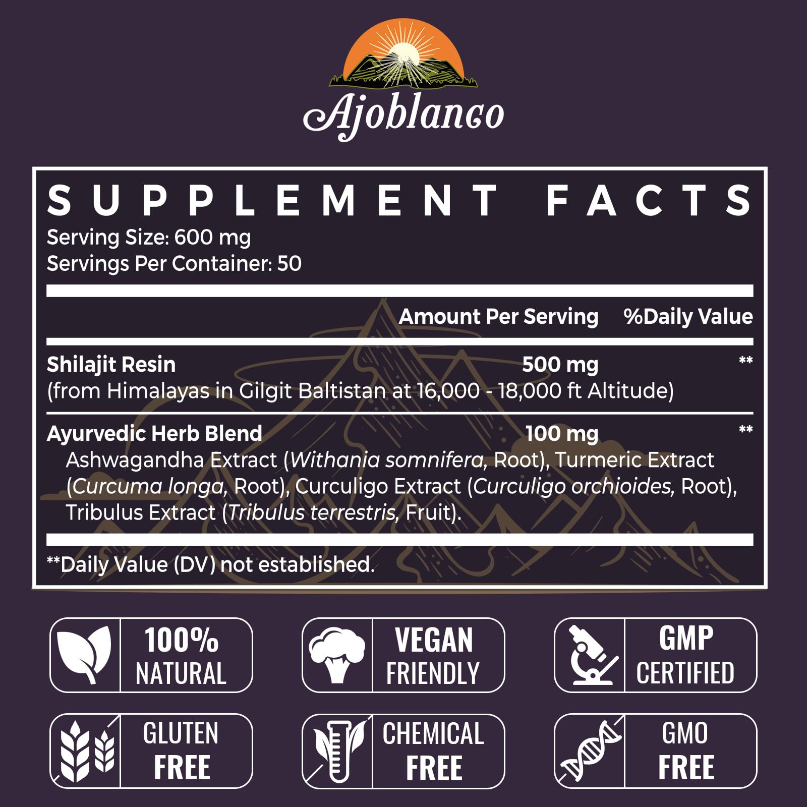 Ajoblanco Shilajit Resin with Ayurvedic Blend