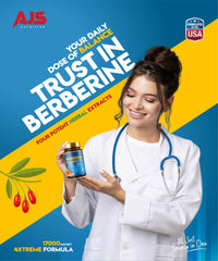 Close-up of the Berberine HCl 400mg potency label on the bottle