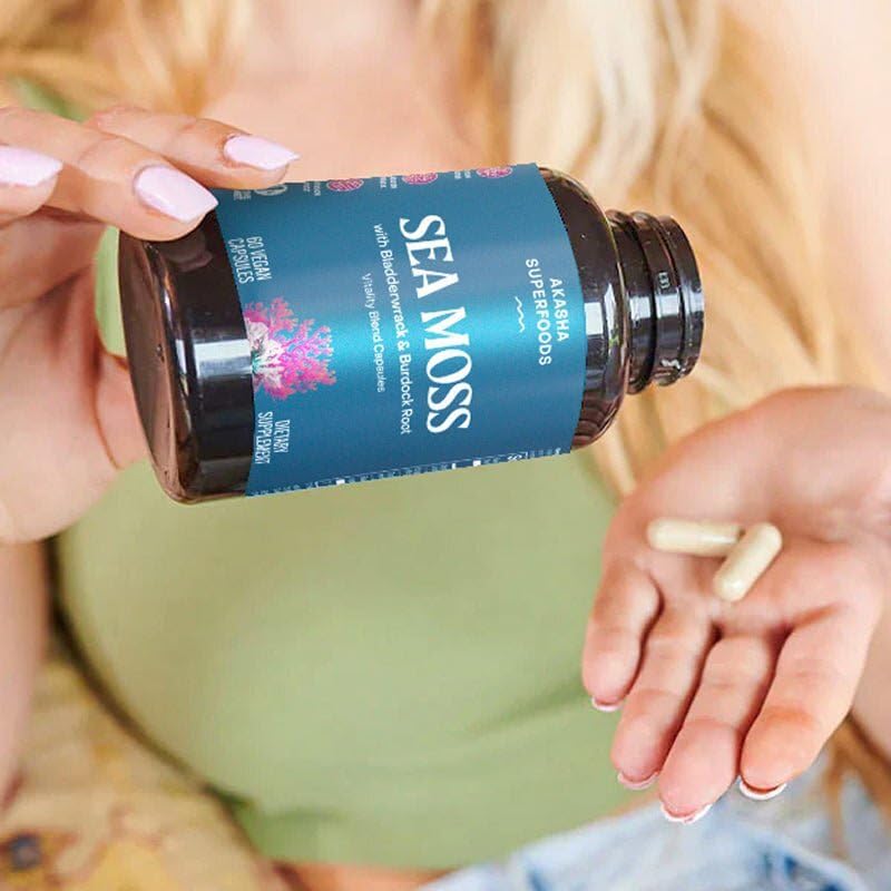 Close-up of BioPerine with sea moss capsules