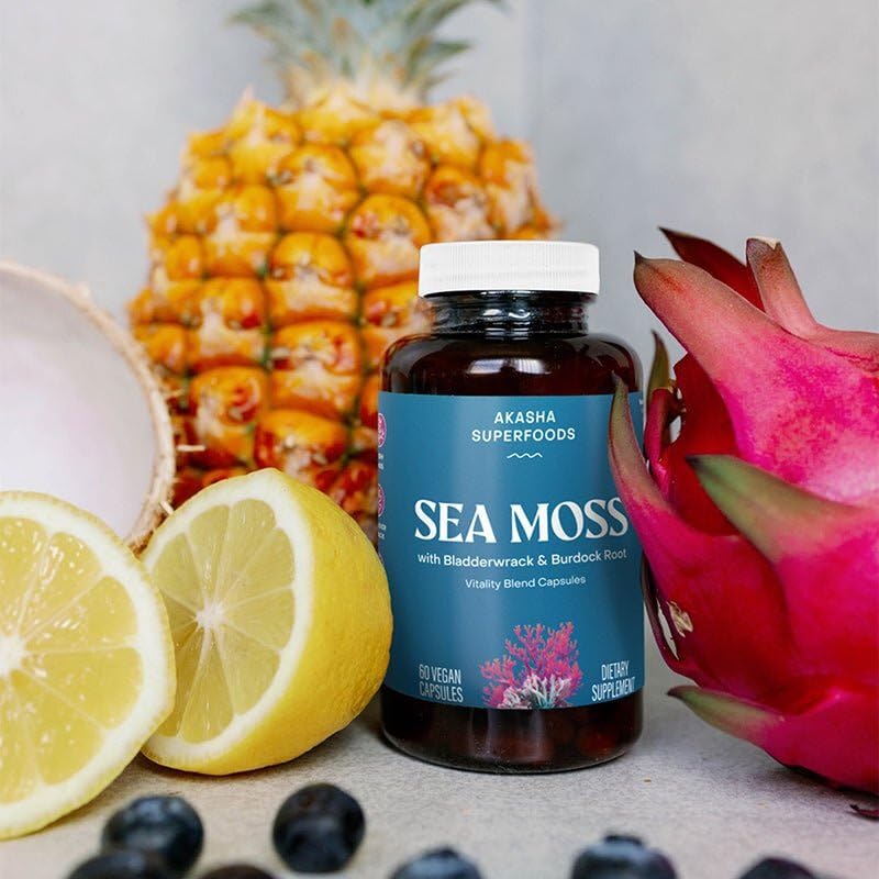 Ingredients label showing Irish Sea Moss and bladderwrack