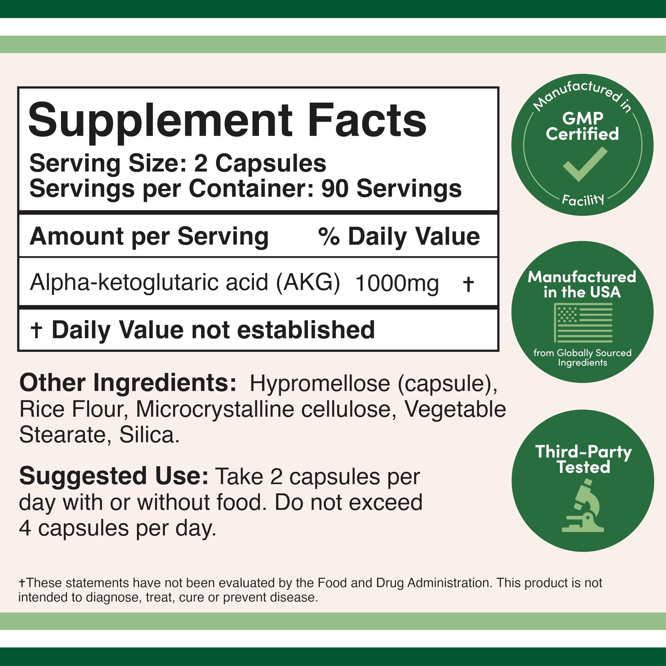 Packshot of AKG supplement bottle showing label
