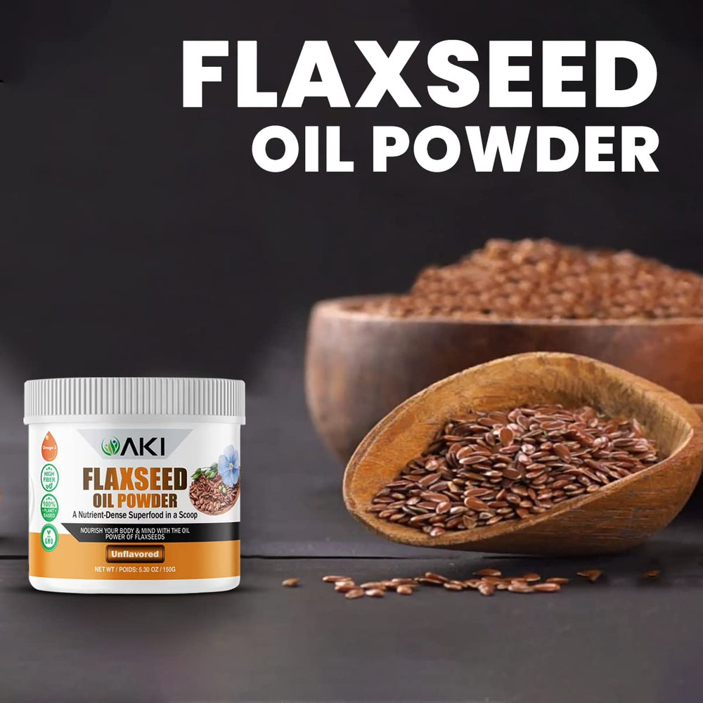 Non-GMO and vegan AKI Flaxseed Oil Powder packaging