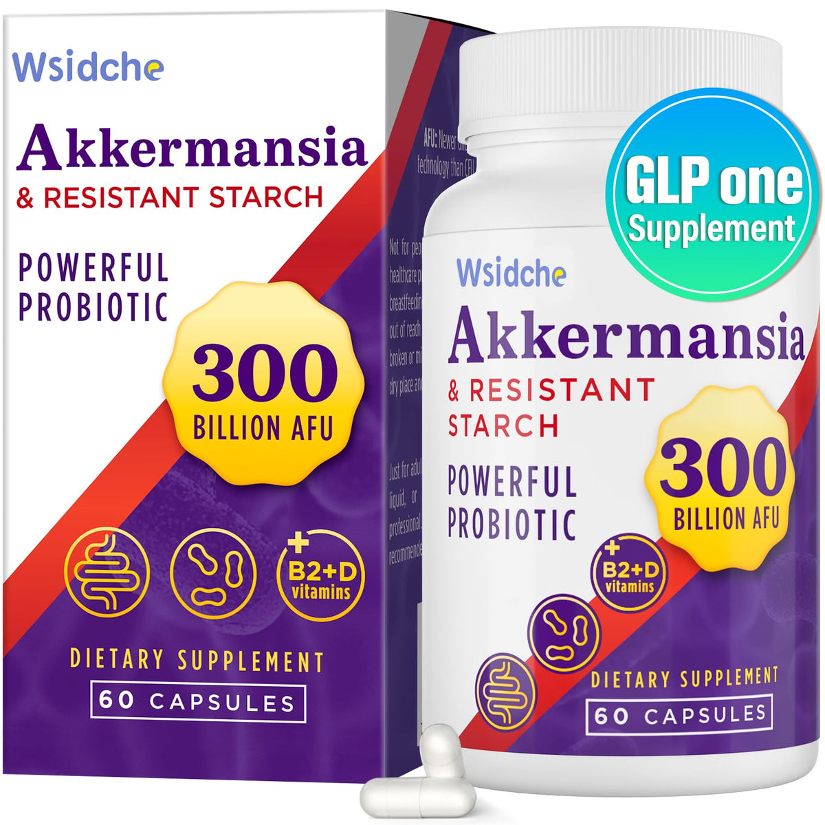 Akkermansia muciniphila 300B AFU probiotic bottle 60 capsules
