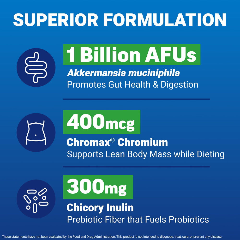 Akkermansia muciniphila probiotic illustration showing gut microbiome