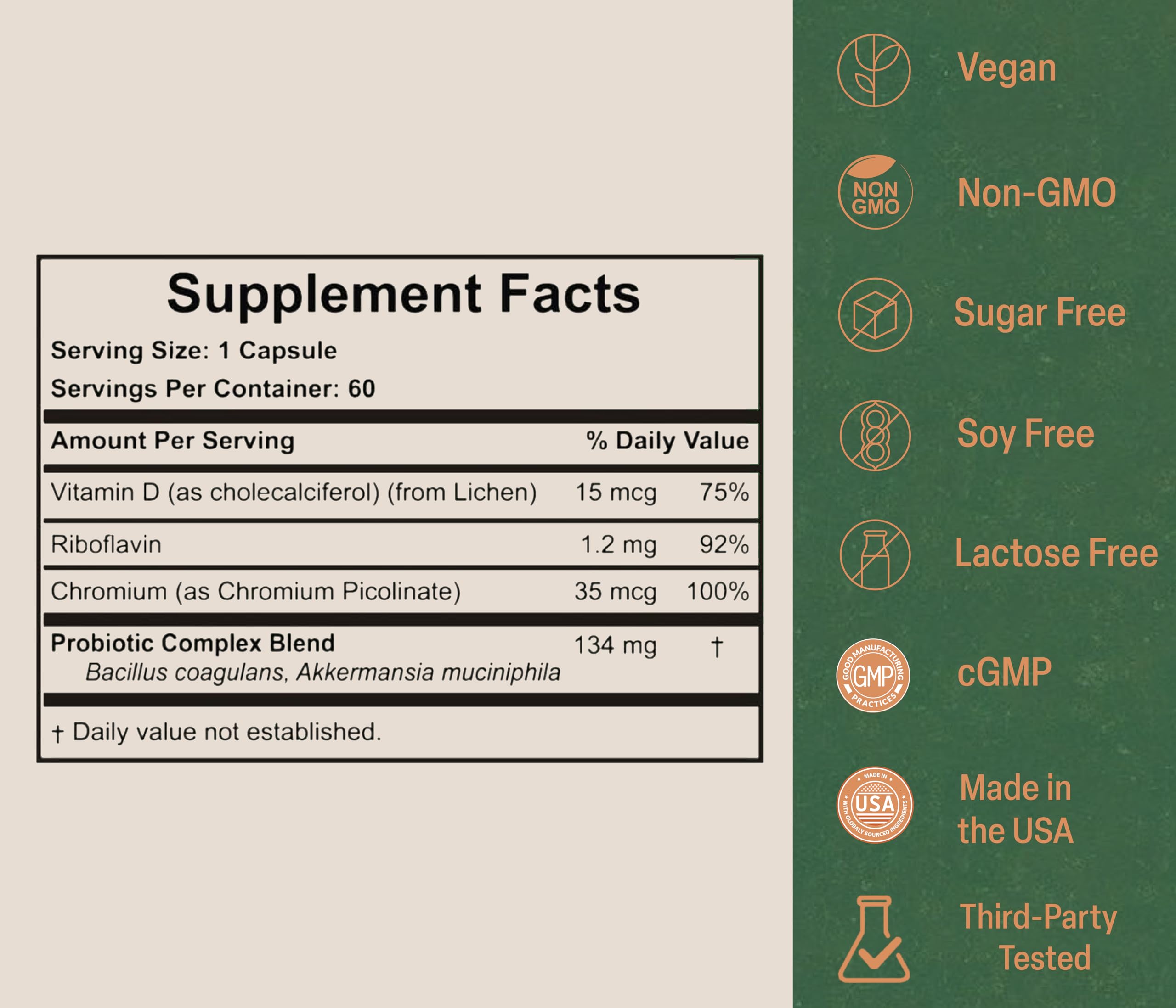 Vegan, gluten-free, non-GMO icons on packaging