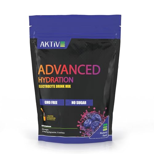 Aktive Supplements blueberry electrolyte packets pour into water for quick mix