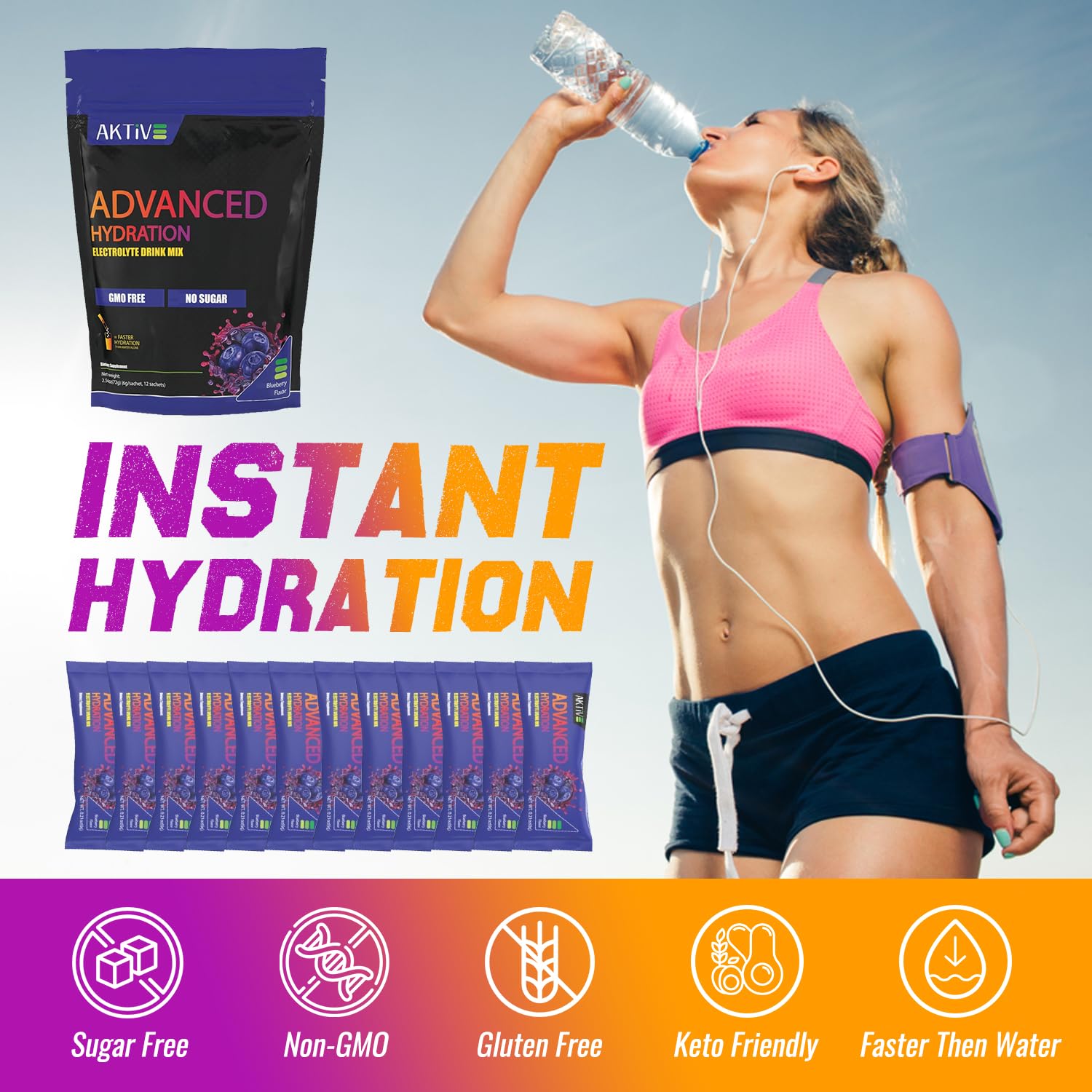 Aktive Supplements blueberry packets in travel kit for outdoor workouts