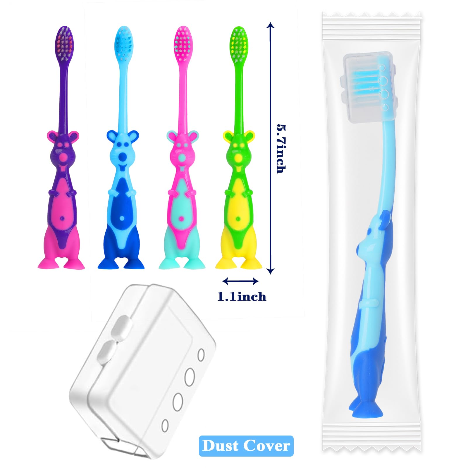 Green kangaroo-designed kids toothbrush with soft bristles and suction cup