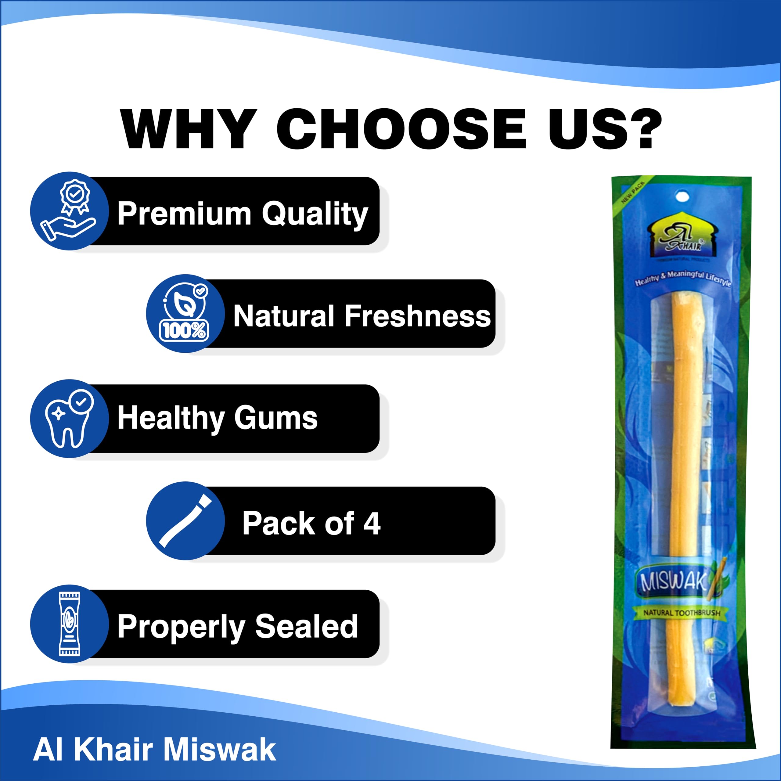 Multi-purpose Miswak stick for cleaning gums and teeth