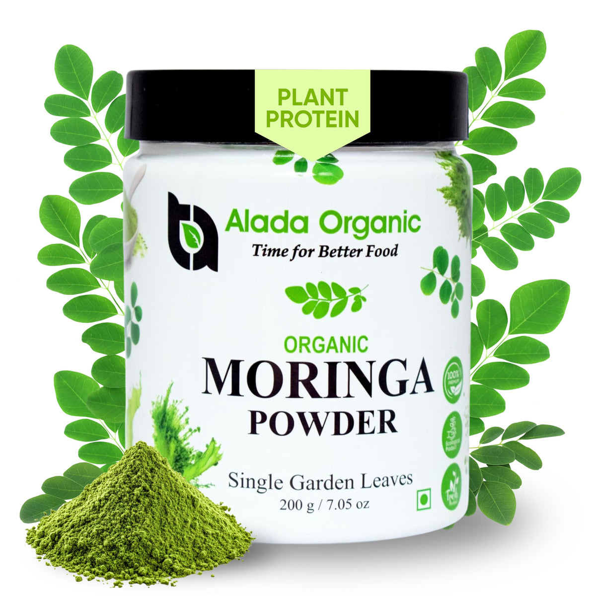 ALADA Organic Moringa Powder packaging 7.05 oz