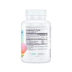 Side view of Alani Nu Hormonal Balance bottle on white background