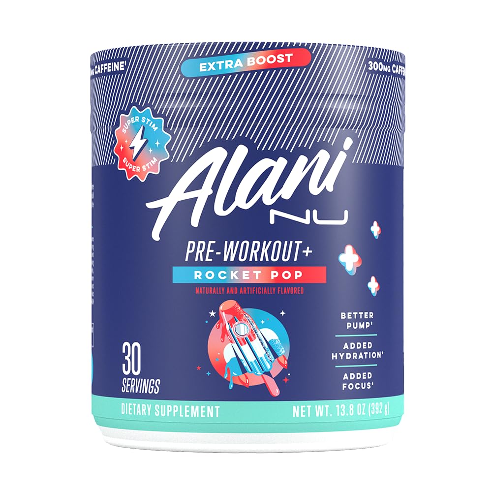 Alani Nu Pre Workout+ Rocket POP bottle front view