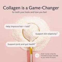 Product jar showing collagen powder texture