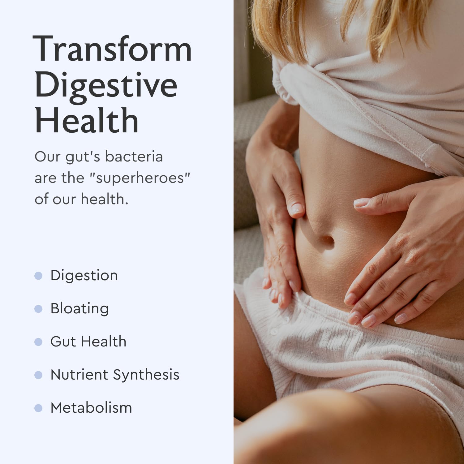 Graphic listing the seven probiotic strains in the blend