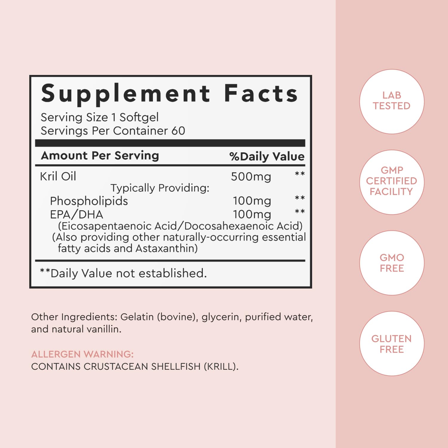 Non-GMO krill oil label