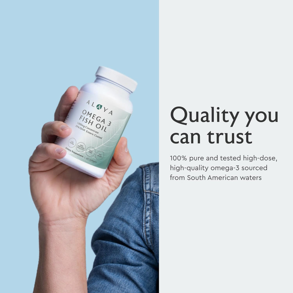 Non-GMO statement and no fishy aftertaste on bottle