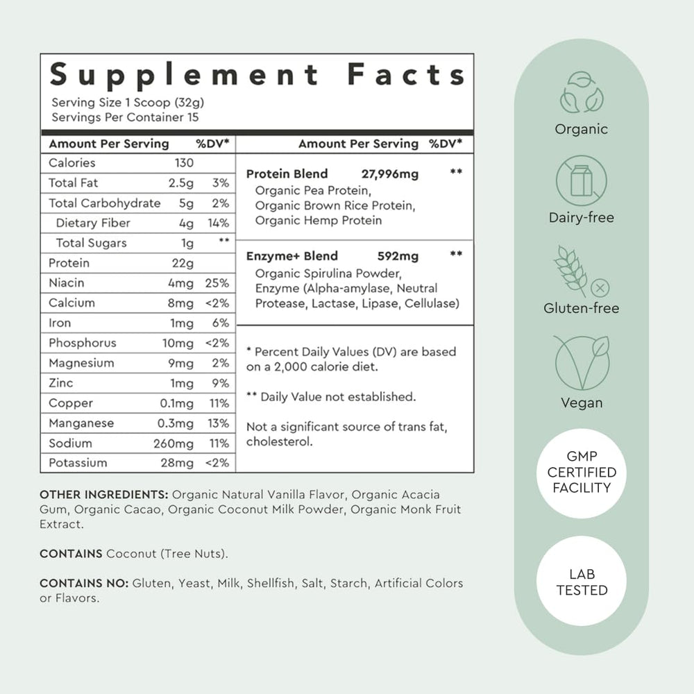 Alaya Naturals vanilla protein powder scoop demonstrating convenient serving size for smoothies