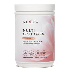 Alaya Multi Collagen Powder chocolate tub front
