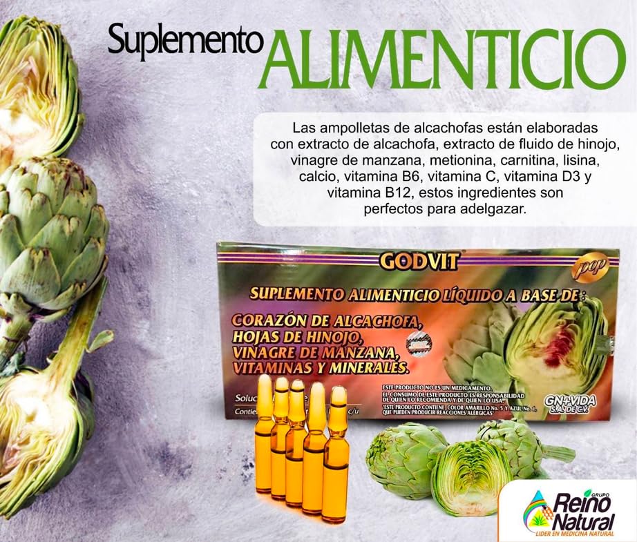 Serving suggestion: mix Alcachofivida ampoules with water