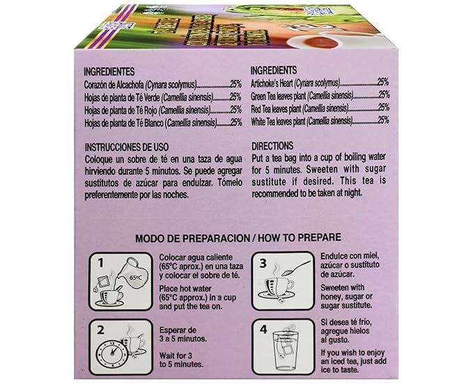 GN+Vida Alcachofivida Artichoke Tea box – back label