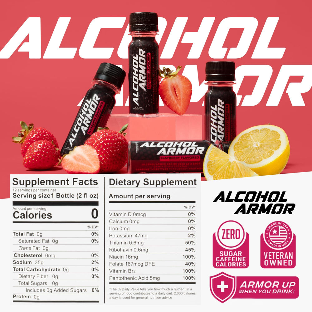 Alcohol Armor Recovery Shot pour showing easy mixing before or after partying for rapid hydration.