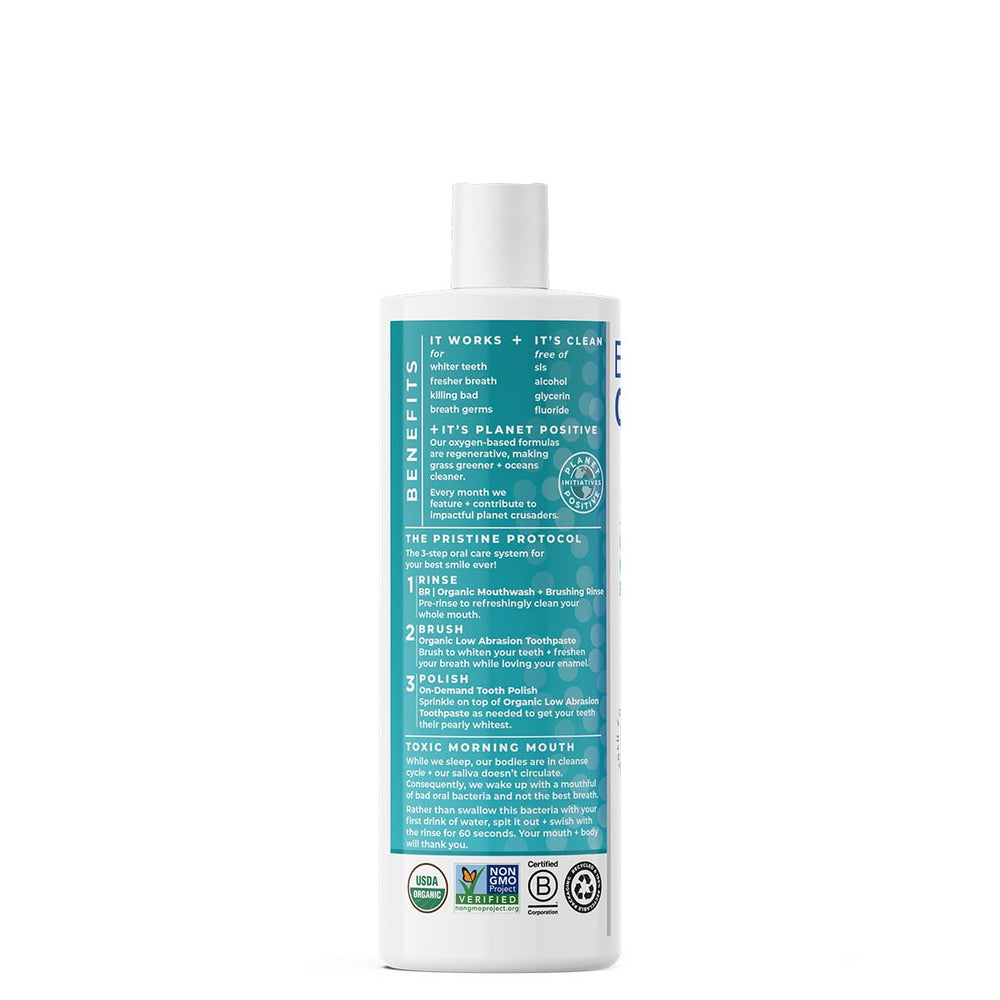 Alcohol-free mouthwash label for Essential Oxygen BR