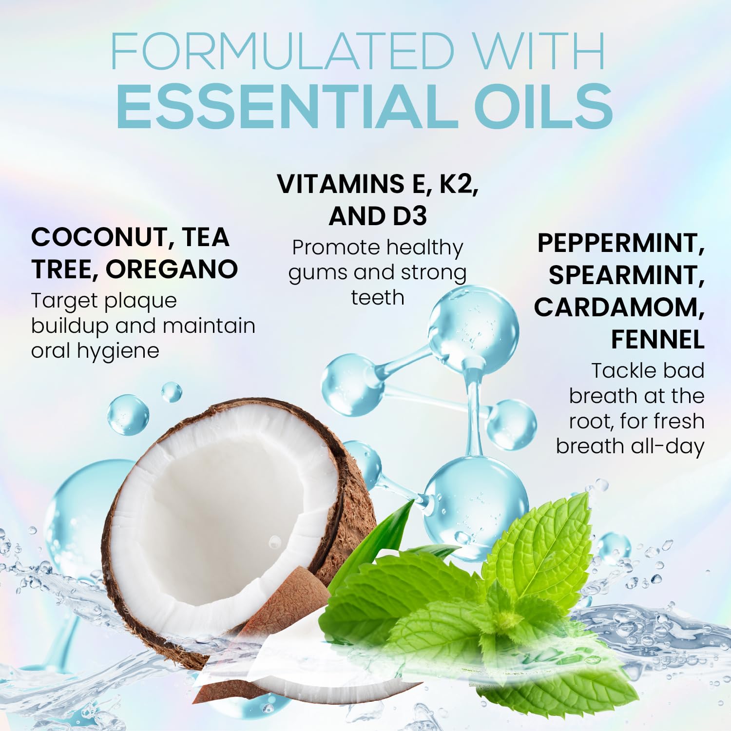 Alcohol-free coconut oil pulling mouthwash