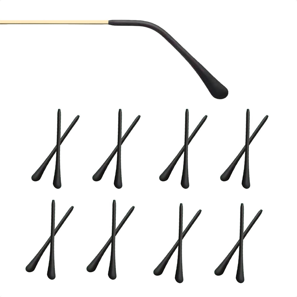 Set of 8 black silicone eyeglass end tips for thin frames