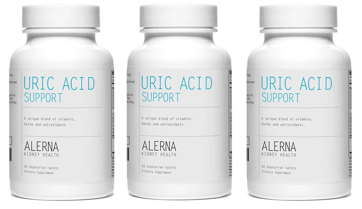Alerna Kidney Health Uric Acid Support bottle with product label