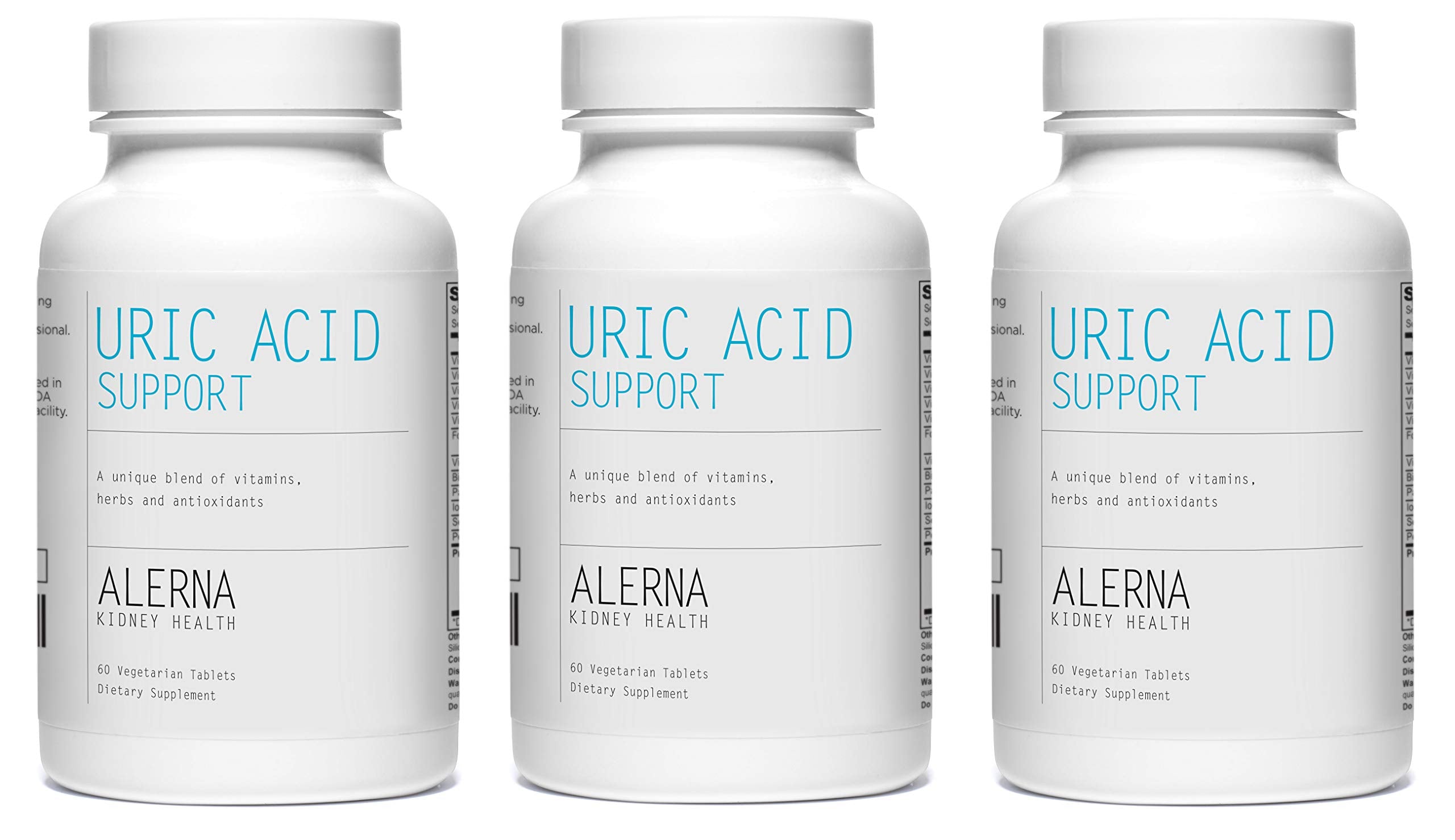 Pack of three bottles featuring 60 vegetarian tablets per bottle