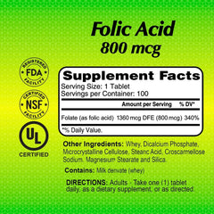 Front of ALFA VITAMINS Folic Acid prenatal supplement packaging