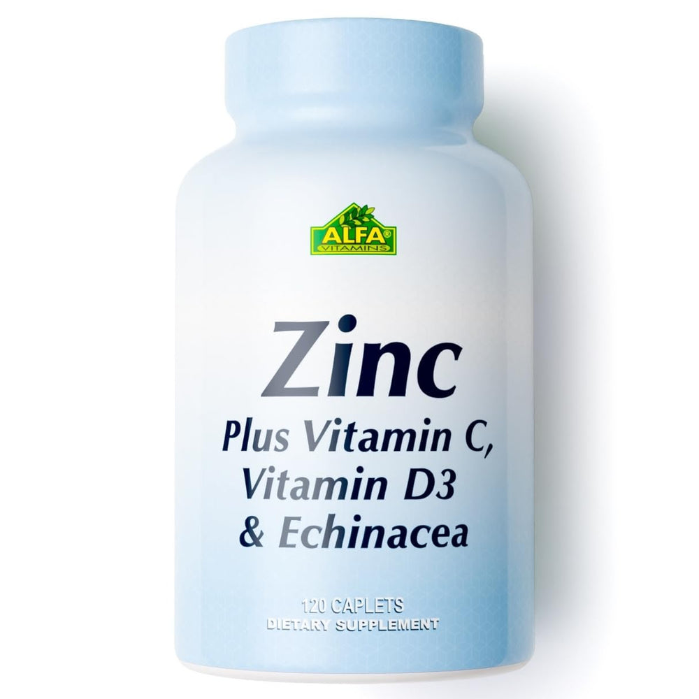 ALFA VITAMINS Zinc + Vitamin C, D3 & Echinacea Immune Support Caplet
